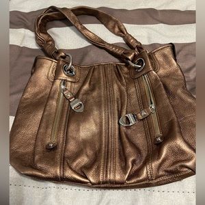 Bronze leather shoulder bag very good condition